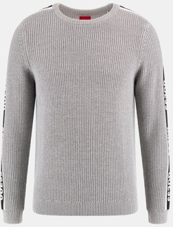 Guess Sweater Met Logoband Zijkant licht grijs