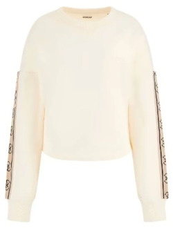 Guess Sweater Met Logobanden Crème