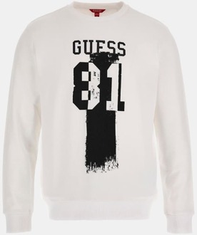 Guess Sweater Print Voorkant Wit - M