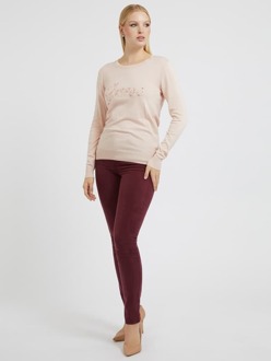 Guess Sweater Strasstenen Logo Voorkant Roze - XS