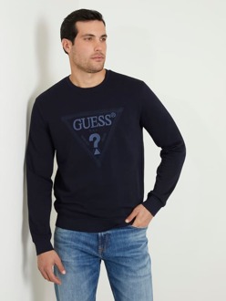 Guess Sweatshirt Met Driehoeklogo Donkerblauw - XL