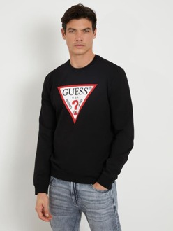 Guess Sweatshirt Met Driehoeklogo Zwart - L
