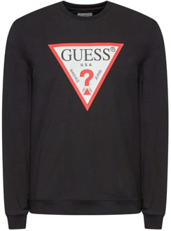 Guess Sweatshirt Met Driehoeklogo Zwart