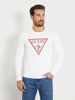 Guess T-Shirt Driehoek Logo Lange Mouwen Wit - XL