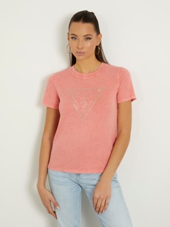 Guess T-Shirt Driehoek Met Logo Met Stras Roze - XL