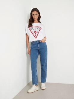 Guess T-Shirt Driehoek Met Logo Met Stras Wit