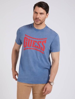 Guess T-Shirt Logo Voorkant Blauw - XS