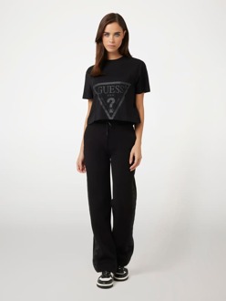 Guess T-Shirt Logo Voorkant Zwart - M