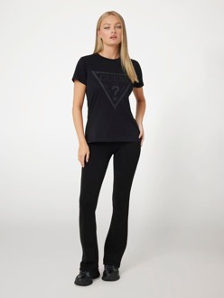 Guess T-Shirt Logo Voorkant Zwart - S