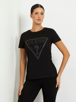 Guess T-Shirt Logo Voorkant Zwart - XS