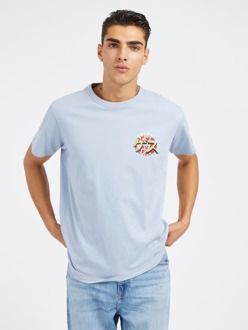 Guess T-Shirt Met Borduursel Op Voor- En Achterkant Lichtblauw - S