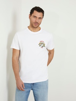 Guess T-Shirt Met Borduursel Op Voor- En Achterkant Wit - XXL
