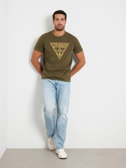 Guess T-Shirt Met Driehoek Logo Groen - XL