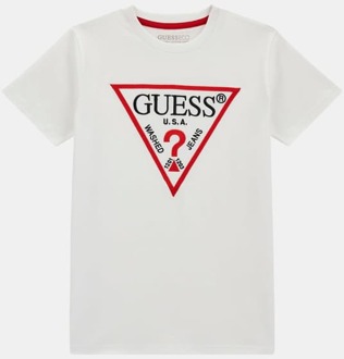 Guess T-Shirt Met Driehoek Logo Voorkant Wit - 16