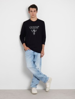 Guess T-Shirt Met Driehoek Logo Zwart - XL