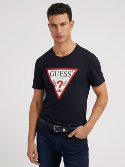 Guess T-Shirt Met Driehoeklogo Blauw - L