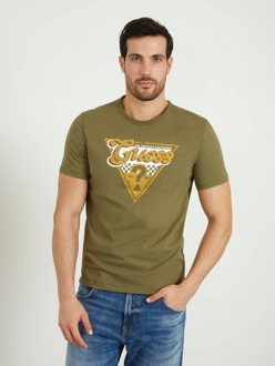 Guess T-Shirt Met Driehoeklogo Olijfgroen - S