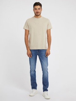 Guess T-Shirt Met Geborduurd Logo Beige - S