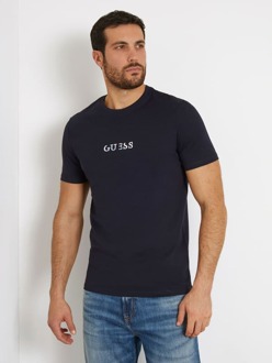 Guess T-Shirt Met Geborduurd Logo Donkerblauw - XL