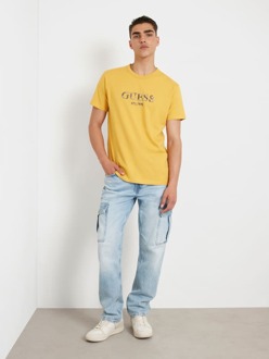 Guess T-Shirt Met Geborduurd Logo Geel - XL