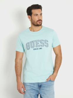 Guess T-Shirt Met Geborduurd Logo Lichtblauw