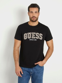 Guess T-Shirt Met Geborduurd Logo Zwart - S