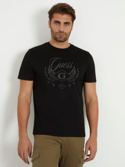 Guess T-Shirt Met Geborduurd Logo Zwart - XL