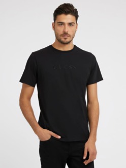 Guess T-Shirt Met Geborduurd Logo Zwart
