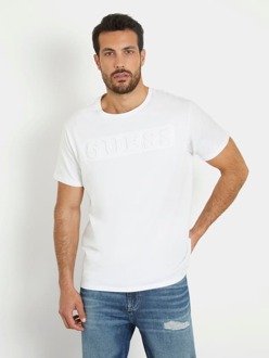 Guess T-Shirt Met Logo In Reliëf Wit - XL