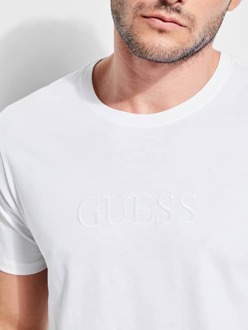 Guess T-Shirt Met Logo Ton-Sur-Ton Wit