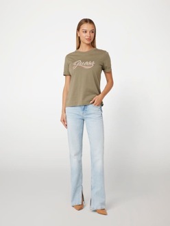 Guess T-Shirt Met Logo Voorkant Groen - XS