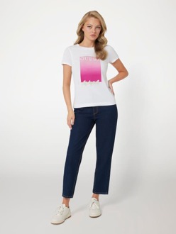 Guess T-Shirt Met Logo Voorkant Wit - XS