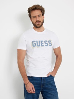 Guess T-Shirt Met Logo Voorkant Wit