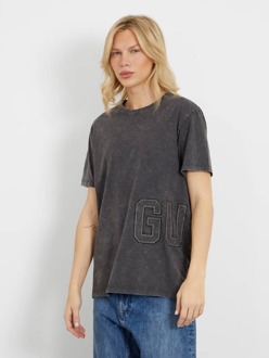 Guess T-Shirt Met Logopatch Voorkant Zwart - S