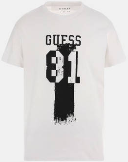 Guess T-Shirt Met Print Voorkant Wit - XS