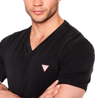 Guess T-Shirt Met V-Hals Zwart - S