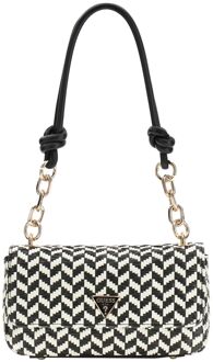 Guess Tessi Flap Shoulder Bag black multi schoudertas dames Zwart - H 13 x B 24 x D 5 cm