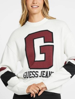 Guess Trui Van Gemengde Wol Met Logo Wit - XL