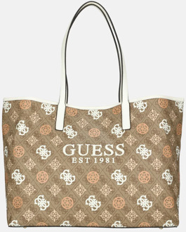 Guess Vikky tote shopper latte logo multi Cognac