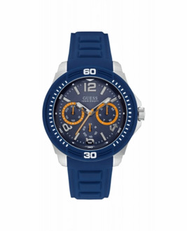 Guess Watches Heren Horloge W0967G2 - siliconen - blauw - Ø 46 mm