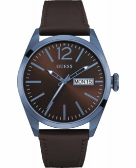 Guess Watches W0658G8 Vertigo - Horloge - Leer - Bruin - Ø 45 mm