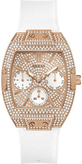 Guess Wit Siliconen Horloge Roségoud Gw0105L3 Guess , White , Dames - ONE Size