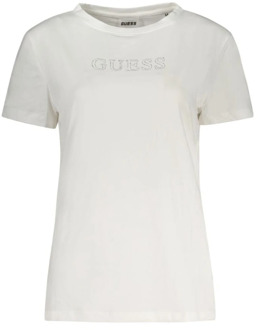 Guess Witte Katoenen Tops met Strass Details Guess , White , Dames - L,M