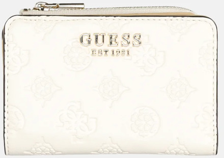 Guess Zarela zip around pasjeshouder off white logo Wit