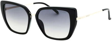 Guess zonnebril met glanzend zwart montuur en rookkleurige gradiëntlenzen - maat