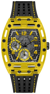 Guess Zwart Geel Quartz Horloge Unisex Guess , Black , Heren - ONE Size