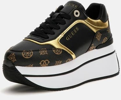 Guess Zwarte en bruine PU-schoenen voor dames met gouden details Guess , Black , Dames - 39 EU