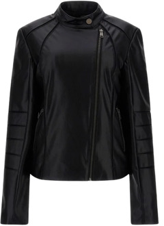 Guess Zwarte korte jas met asymmetrische rits Guess , Black , Dames - L
