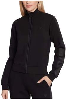 Guess Zwarte Viscose Blend Hoodless Sweatshirt Guess , Black , Dames - M,Xs