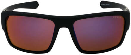 Guess Zwarte Zonnebril met Gebogen Montuur en Roze Lens - maat